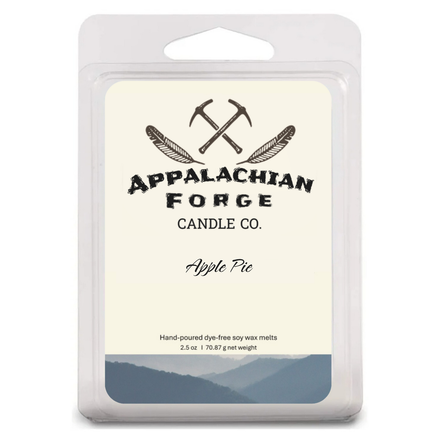 Apple Pie scented hand-poured soy wax melts by Appalachian Forge Candle Co., 2.5 oz, eco-friendly and long-lasting fragrance