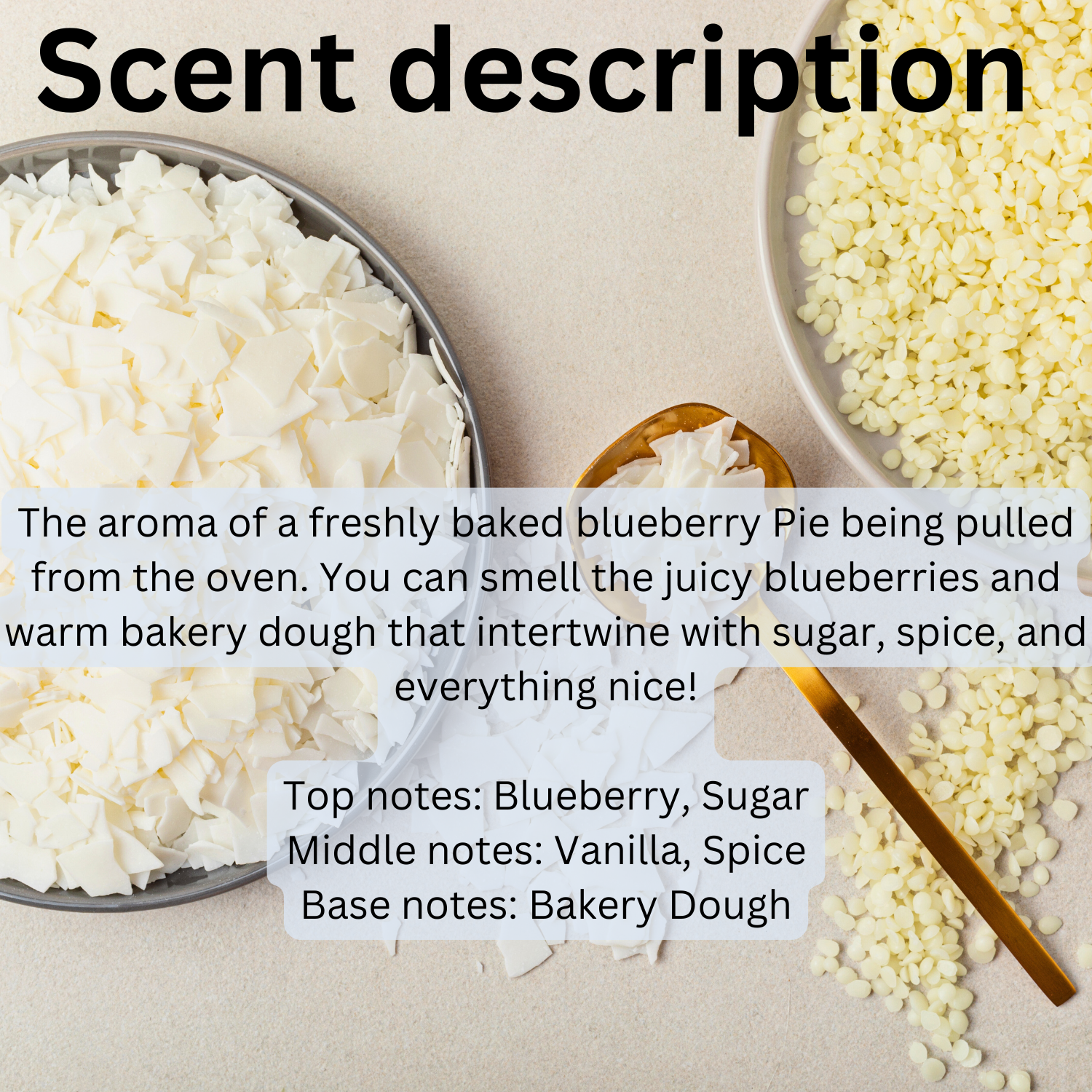 Nanny's Blueberry Pie hand-poured soy wax candle with natural blueberry, vanilla, spice, and bakery dough scent, dye-free and eco-friendly