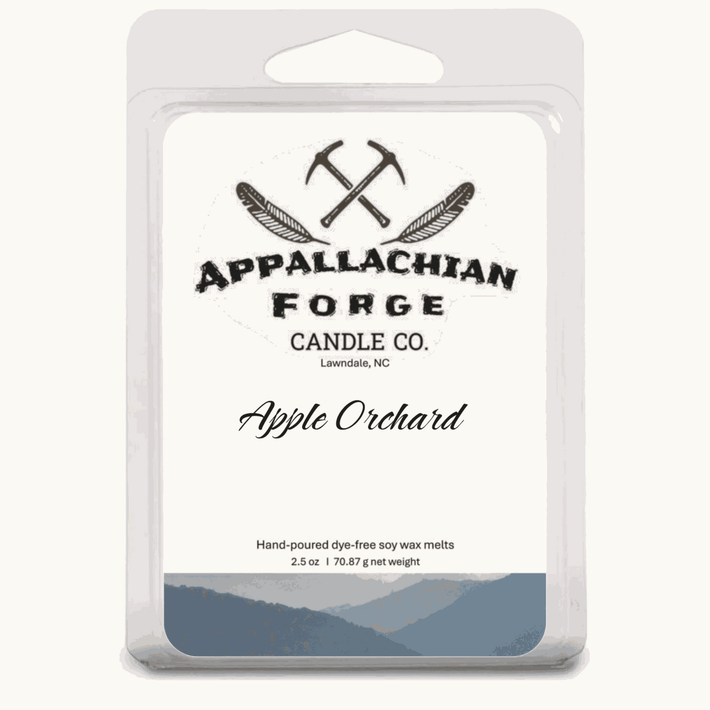 Natural soy wax melts in Apple Orchard scent by Appalachian Forge, hand-poured, eco-friendly, long-lasting fragrance cubes for wax warmers
