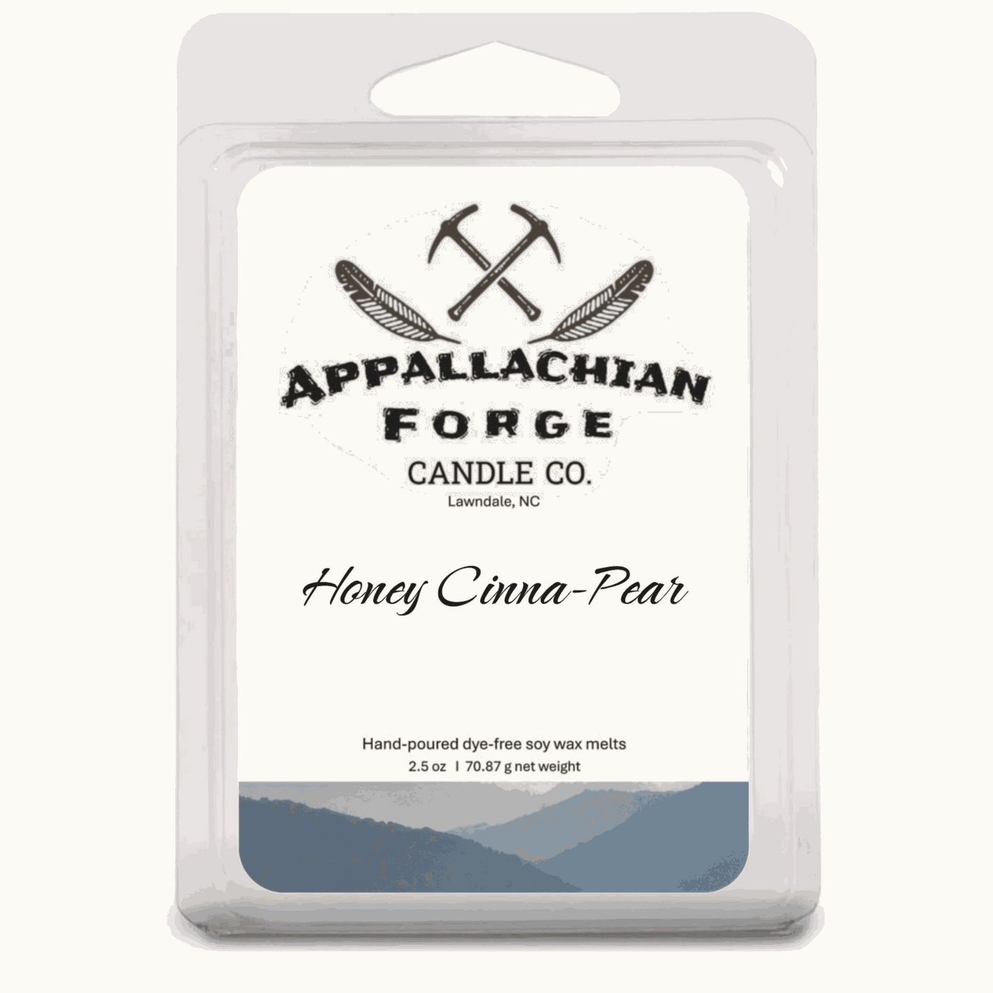 Natural soy wax melts Honey Cinna-Pear scent by Appalachian Forge, hand-poured, dye-free, 2.5 oz pack