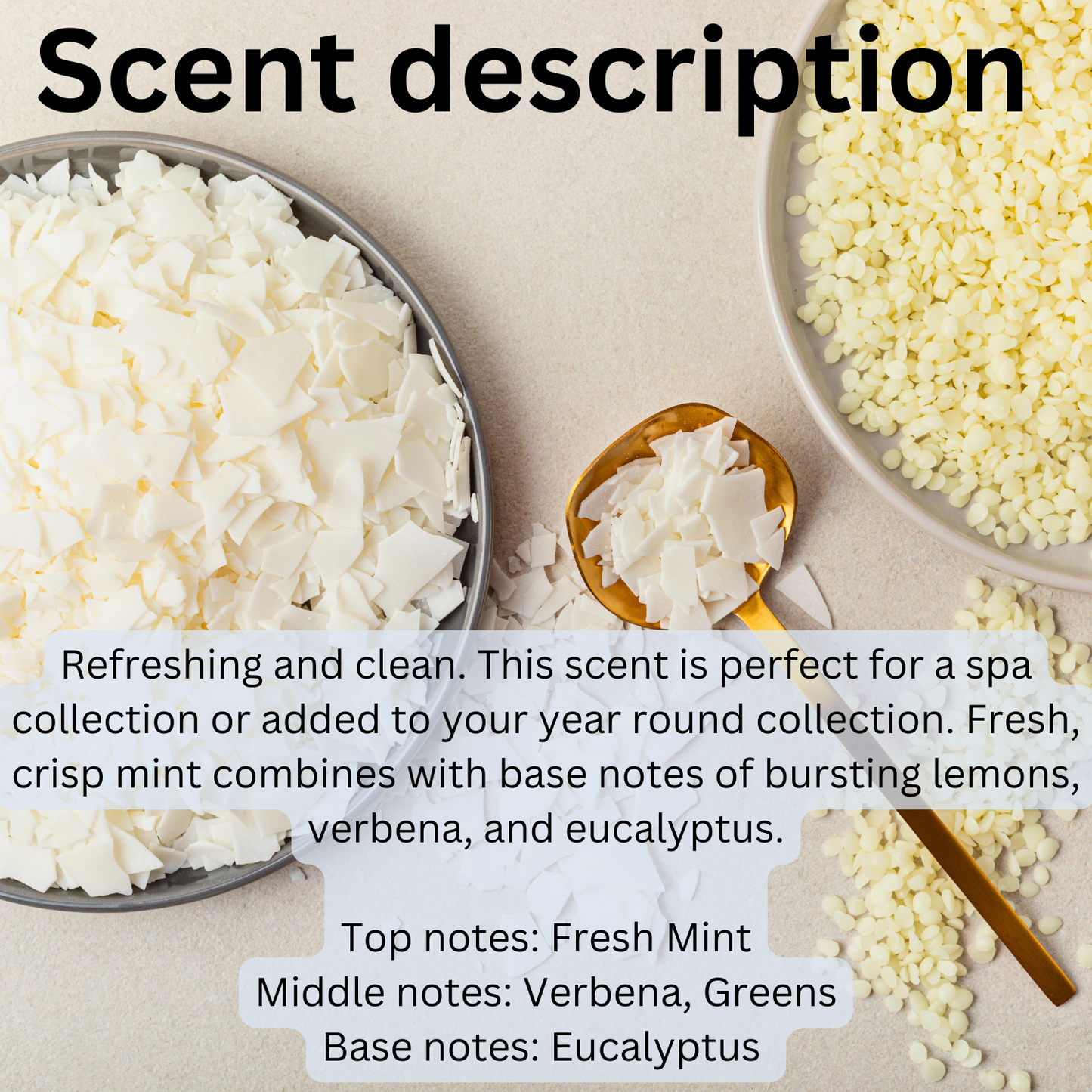Handpoured soy wax melts with eucalyptus mint scent, featuring fresh mint, verbena, and eucalyptus notes, eco-friendly and long-lasting fragrance.