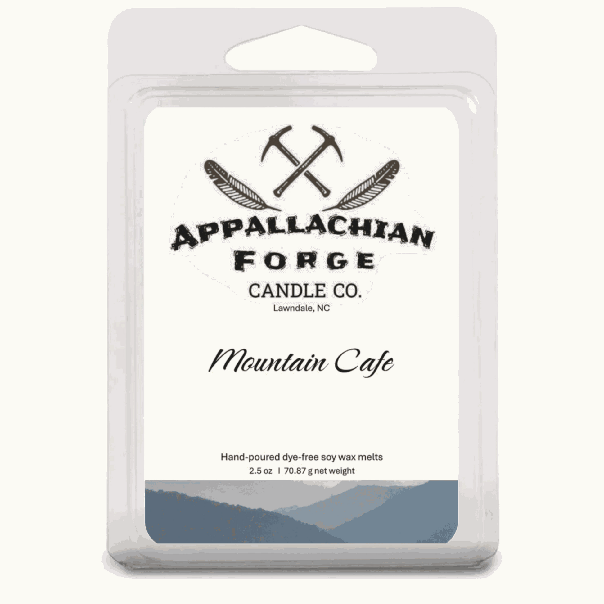 Mountain Cafe natural soy wax melts by Appalachian Forge Candle Co, hand-poured, dye-free, 2.5 oz pack