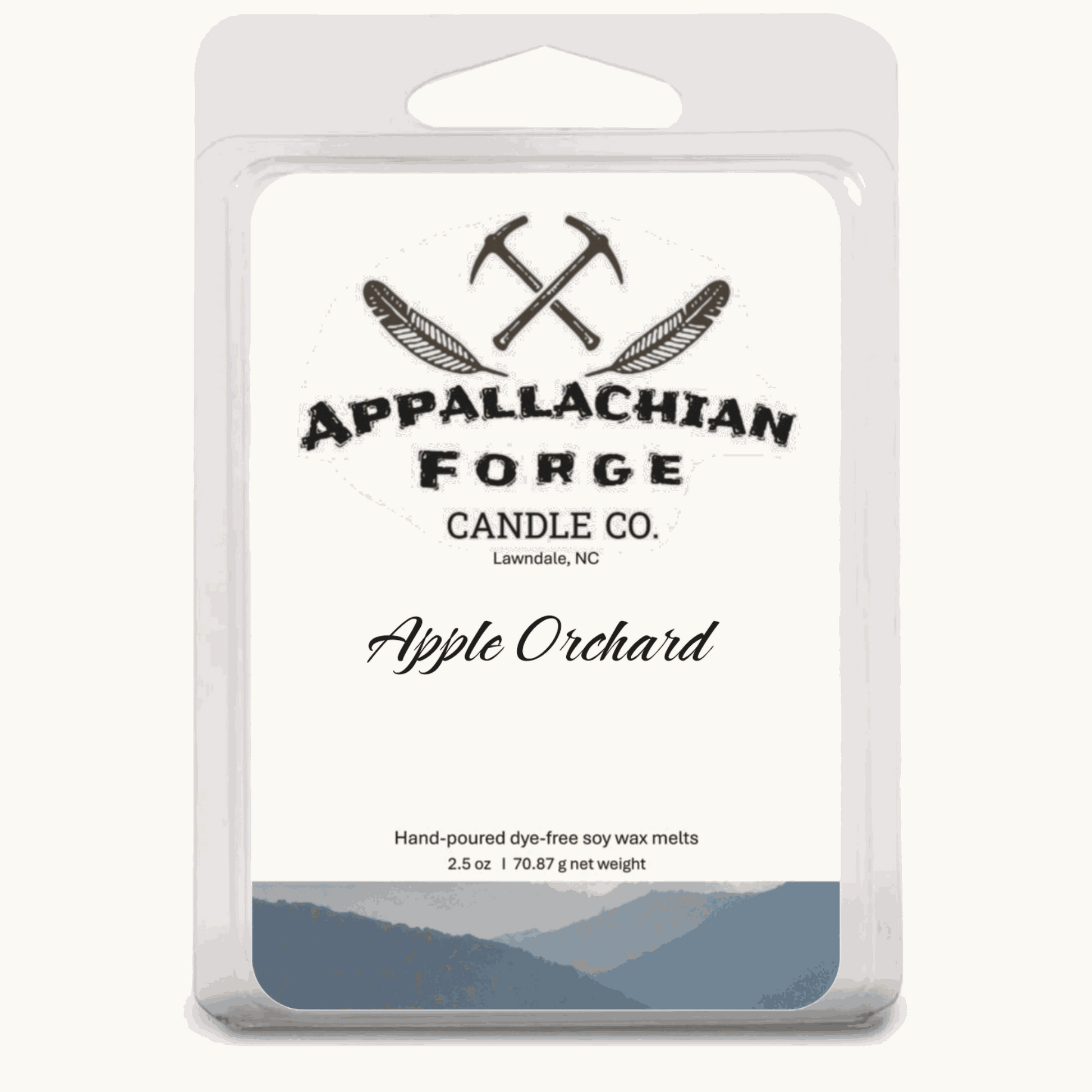 Natural soy wax melts in Apple Orchard scent by Appalachian Forge, hand-poured, eco-friendly, long-lasting fragrance cubes for wax warmers