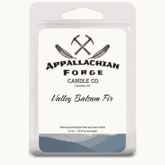 Natural soy wax melts in Valley Balsam Fir scent by Appalachian Forge Candle Co.